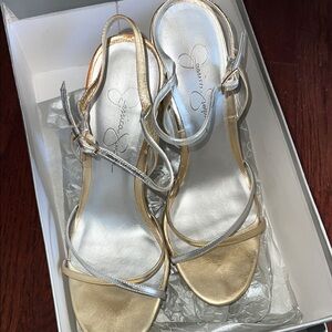 Jessica Simpson Gold and Silver Women's heel